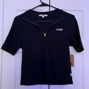 cropped half zip up vans top